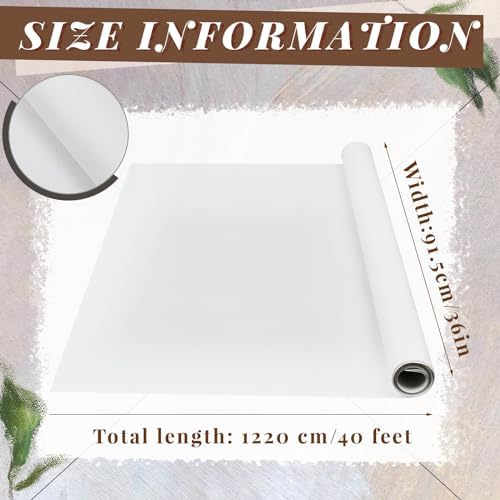Kinlop 36 Inch X 40 Feet Double Primed Cotton Canvas Roll, White