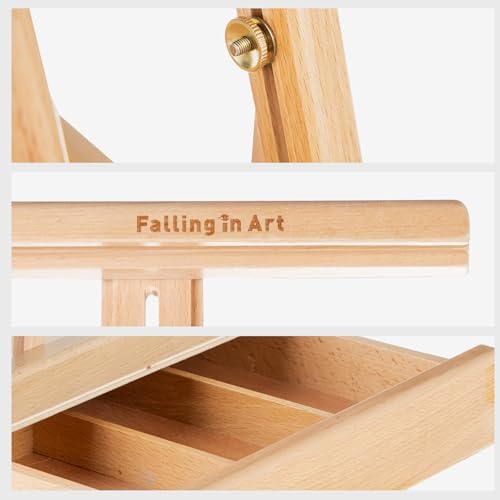 Falling in Art Adjustable Sketchbox Tabletop Easel with Storage Drawer | Portable Beechwood Desktop Easel for Painting, Suitable for Beginners and Artists, Holds up to 31"