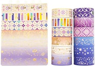 YUBBAEX Galaxy Washi Tape Set Purple Stars Decorative Tapes Silver Gold Foil Masking for Arts, DIY Crafts, Journal Supplies, Planners, Scrapbook, Gift Wrapping (Purple Night 12 Rolls)