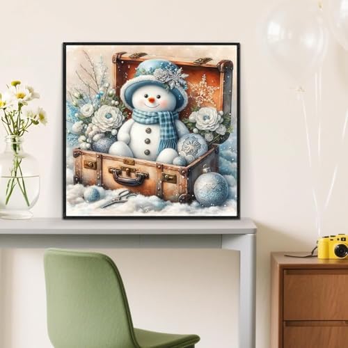 WNPOKN Christmas Snowman Diamond Art Kits for Adults 12x12inch
