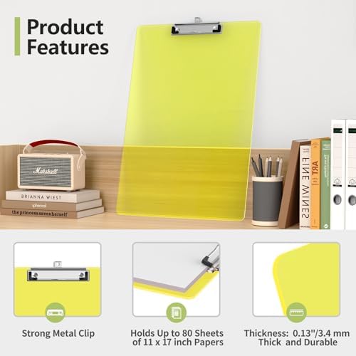Extra Large Clipboard, 11 x 17 Yellow Plastic Drawing Board