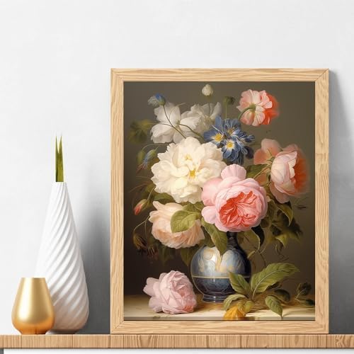 Natuyalo Paint by Numbers for Adults - DIY Adult Paint by Number Kits Painting on Canvas Flowers in Vase Painting by Numbers for Beginners, Plant Art Craft Kits for Adults (16x20 Inch)