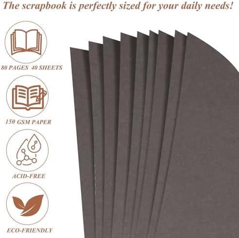 Joyberg Scrapbook 80 Pages, Scrapbooking Supplies 8 x 8 In, Scrapbook Album Suitable for Album Memory Book Wedding, Anniversary Family, DIY Craft Projects (Gray)