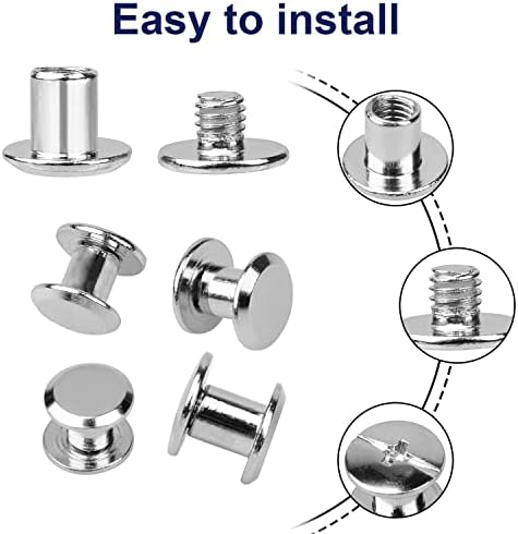 Siziviki 100 Sets Chicago Screws for Leather Crafting, 5 Colors 7/20 Inch