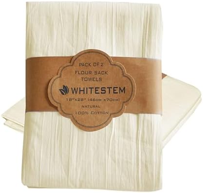 Flour Sack Towels | Tea Towel for Crafts | Kitchen Dish Cotton Blank Towel for Embroidery | Baking Bread Proofing Linen Cover | Thick Absorbent Quick Dry | 2 Pack 18"x28" Natural
