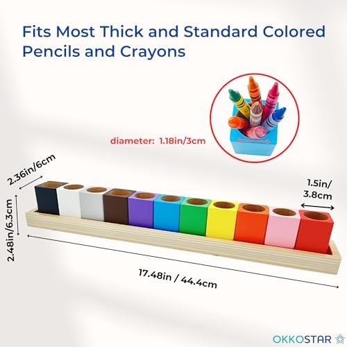Montessori Crayon Holder for Kids - Craft Supply Organizer - Classroom Storage Caddy Case - Perfect for Colored Pencils [Crayons or Pencils NOT Included] (Standard)