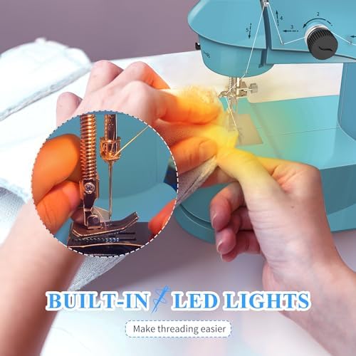 Sewing Machine for Beginners with Fabrics&Finger Guard, Mini Size
