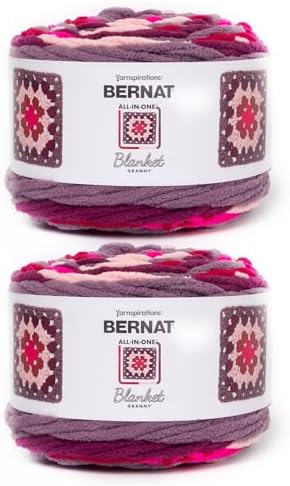 Bernat All in One Blanket Granny Soft Crochet Yarn, Fruit Juice, 2-Pack