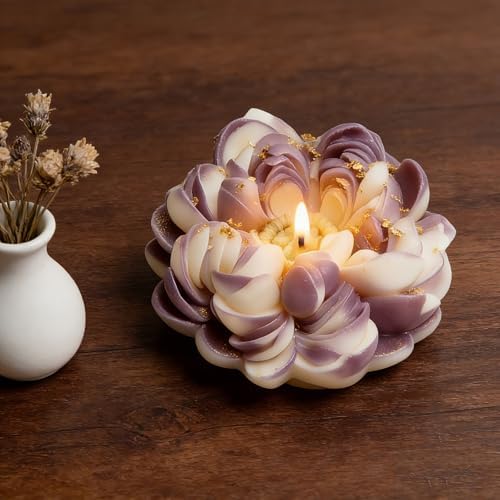 Konrisa Large Peony Resin Casting Mold for Candles Making, Silicone Candle Molds Aromatherapy Candles Handmade Wax Home Decoration