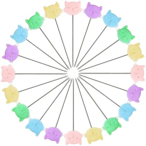 Elisel 200 pcs Multicolor Straight Pins Straight Quilting Pins Craft Positioning Pins Fixed Sewing Marker Needle for Crafting Dressmaker and Other Crafts Making (Kitten)