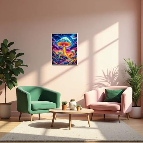 obterie Mushroom Paint by Numbers Kit for Adults Beginner Trippy Oil Painting Kit Adult Paint by Number Kits on Canvas DIY Painting for Beginners Art by Numbers for Gifts Home Wall Decor 16x20 Inch