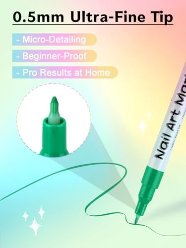 Kalolary 12 Color 0.5MM Nail Art Pens Set 3D Nail Art Pens