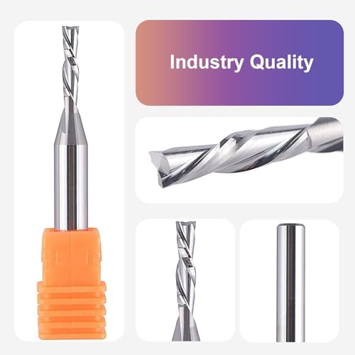 SpeTool Spiral Router Bits with DownCut 1/8 inch Cutting Diameter, 1/4 inch Shank CNC Bits Solid Carbide End Mill for Wood Cut, Carving