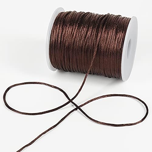 Tenn Well 295ft 2mm Satin Cord Brown Nylon for Macrame Bracelets