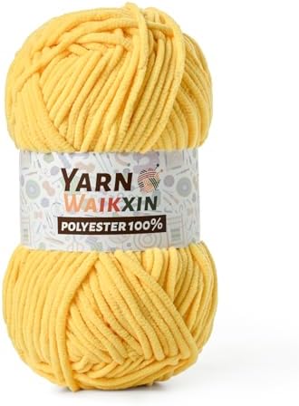 Soft Chenille Yarn for Crocheting, Fluffy Chunky Crochet Yarn for Baby Blanket, (1.76oz/65.6yds) Fuzzy Velvet Yarn for Amigurumi&DIY Puzzle、Crafts、Scarf(Yellow)