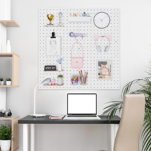 FZK Modular Plastic Pegboard Wall Organizer Kit, White， 12x12, 4 Panels