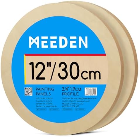 MEEDEN Round Wood Canvas Panels: 12" Dia Wooden Canvas Panel Pack of 2