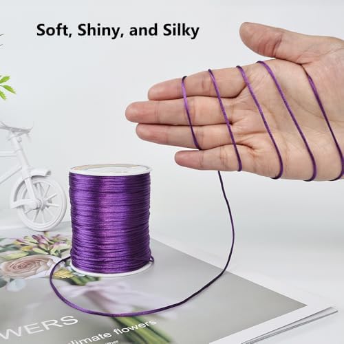 LUSTEMBER 330 Feet Satin Nylon String, 1 mm Silky Smooth Durable Nylon Cord for Jewelry Making, Bracelets, Beading, Necklaces, Macrame, Kumihimo, Rattail, and Chinese Knot Craft