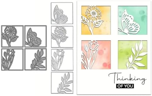 Scrapbooking Die-Cuts, Layer Frame Net Set Metal Cutting Dies for Card Making, Paper Craft Template, Background Embossing Stencils, DIY Album Décor (Flower butterfly-10.9x10.9cm)