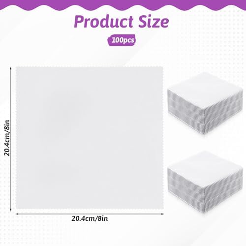 100 Pack 8-inch Cotton Fabric Squares, 8″ Precut Cotton Fabric Squares, Solids White Charm Pack, White
