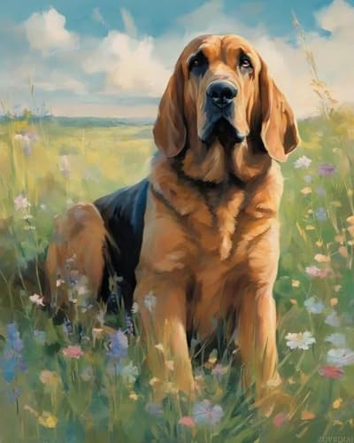 ZUVRDIAI Paint by Numbers Kits for Adults Bloodhound Dog Animal DIY Oil Painting Art Home Wall Decoration Gift 16x20 Inch
