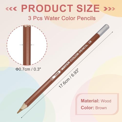 PATIKIL Watercolor Pencils,Brown Color Pencil Set Sketch Coloring Drawing Colored Pencils Bulk Artist Drawing Supplies for Adult Coloring Book Blending, 3 Pcs