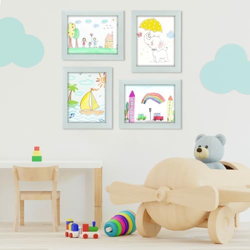 [2-Pack] Kids Art Frames, 8.5x11 Front Opening Kids Artwork Frames Changeable, Pale Green Artwork Display Storage Frame for Wall, Holds 50 Pcs, for 3D Picture, Crafts, Children Drawing, Hanging Art,