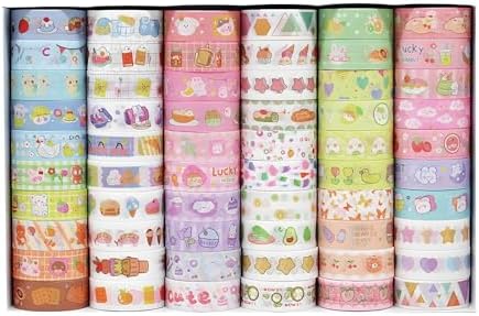 Decorative Washi Tape Set, 15mm Width, 60 Rolls, Colorful Craft Tape for Scrapbooking and DIY