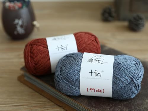 Cotton, Bamboo,Linen Blended Yarn 2 Skeins 50g/1.76oz- 13 Blue Shadow