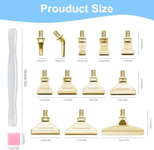 22PCS DIY Diamond Art Pen Painting Tool Set - Metal Threaded Tip Accessories Gem Resin Dotting Pen Supplies Kit (White Pen + 12 Tips + 9 Dotting Clay)