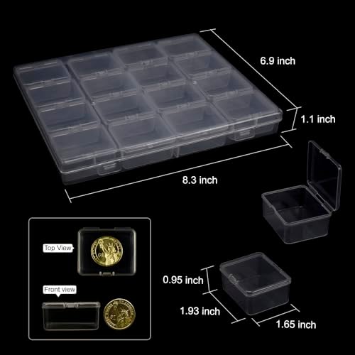 ZIIYAN Bead Storage Containers - 64 Clear Plastic Bead Organizer Boxes with Hinged Lid, Craft Organizers and Storage for Diamond Painting Art, Small Parts, Jewelry Charms