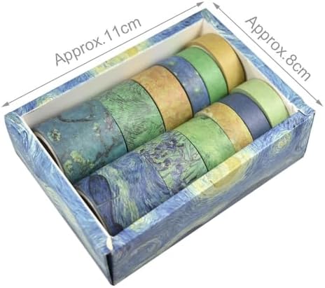 CooBigo 12 Rolls Washi Tape Set, Decorative Masking Tapes for Arts Scrapbook Planner Journaling Supplies Gift Wrapping DIY Crafts (Fangao Impression)