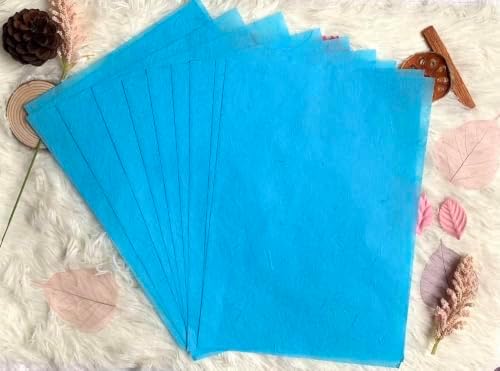 A5 50 Sheets Natural Fiber Mulberry Tree, Mulberry paper Sheets Square Origami, Arts Folding Craft, Decoration, Paper for DIY Crafts. 8.3" x 5.8" (.Blue Tone, A5)