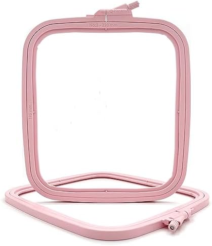 Nurge Square Embroidery Hoop - Plastic Cross Stitch Frame for Needlepoint & Embroidery - Adjustable Craft Hoop - Pink - No:3 (Medium)