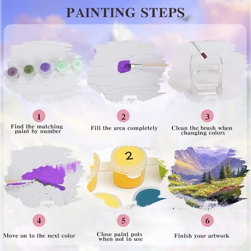 Alptiny Mountain Landscape Paint by Numbers Kit for Adults Beginner, Mountain Wildflowers Paint by Number Kits, DIY Nature Oil Painting Kit for Relaxation & Home Decor, 16x20 Inch
