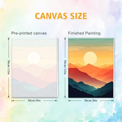 Amaieuin Sunrise Paint by Number Adult,Paint by Numbers Adults with Frame Easel,Adult Paint by Numbers for Home Wall Art Decor 12x8in
