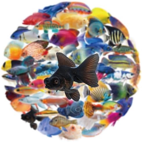 50 Pcs Clear PET Fish Aesthetic Stickers for Scrapbooking Journaling Junk Journal Scrapbook Supplies - Waterproof Transparent Fishing Decals for Resin Crafts Decorative Art Crafts (Fish)