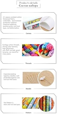Dimensean Counted Cross Stitch Kit for Beginners, 11CT Unprinted Cross-Stitch Kit Easy Patterns Needlepoint Kit Cross Stitching Embroidery Kit Supplies-Snow Dragon Aurora 18x18 inch