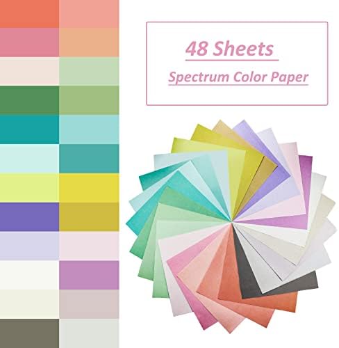 Livholic 48 Sheets Pastel Color Scrapbook Paper 12x12 Inch 24 Assorted Colored Card stock 120 gsm 32 lb Rainbow Paper for Cardmaking, Assorted Color Shading Projects,Origami,Classroom Crafts
