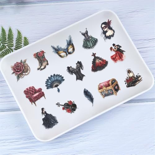 50pcs Transparent Vintage Stickers for Kids,Vintage Masquerade Sticker Halloween Waterproof PET Stickers for Scrapbook Journaling Photo Album Collage Card Victorian Sticker for Teens and Adults