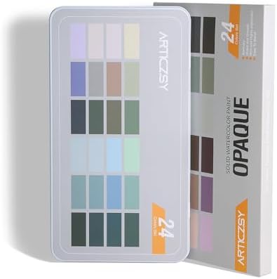 Watercolor Paint Set, 24 Color Opaque Semi-Solid, Muted Gray Tone