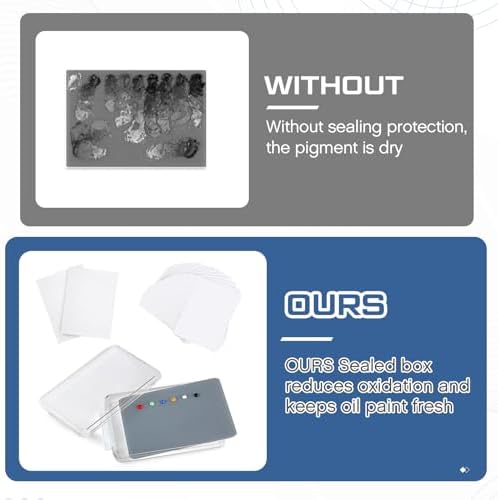 Nuanchu 2 Pcs 9 x 12 Inch Glass Palette for Oil Painting, Neutral Grey | Airtight Keep Wet Palette Container, 80 Sheets Disposable Paper, Keeps Paint Fresh, for DIY Color Mixing Beginners