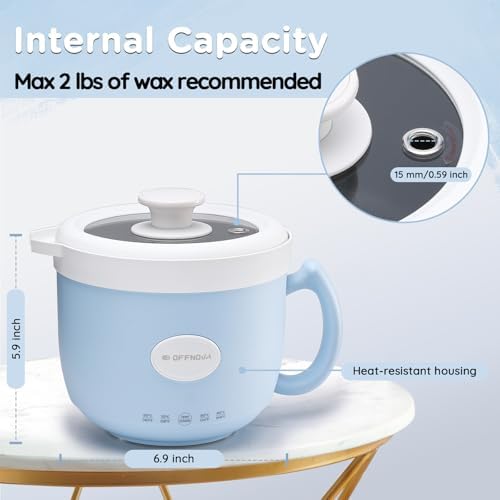 OFFNOVA Wax Melter 1.2L, 35OZ Candle Making Kit with Pouring Spout Suitable for Candle DIY Hobbyist Wax Warmer, Easy to Clean, Gift for Woman Man, Blue (Candle Melting Pot)