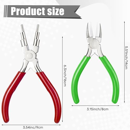 Mudder 2 Pcs Jewelry Making Tool 6 in 1 Bail Making Plier,Red and Green
