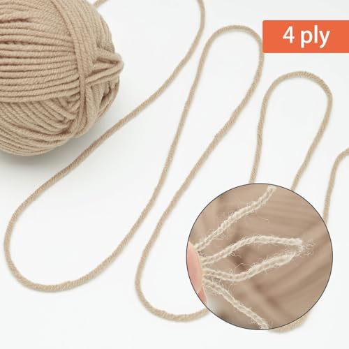 NICEEC 300g Soft Assorted Colors Yarn 100% Acrylic 870yds -Beige