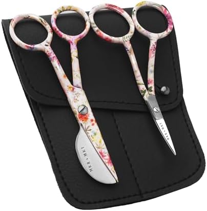 Applique Embroidery Scissors Set - Duckbill & Needlepoint, 4.5", Floral
