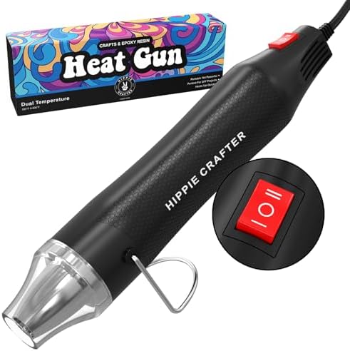 HIPPIE CRAFTER Heat Gun for Crafting, 2-Speed 300W Craft Heat Gun, Mini Hot Air Torch Tool for Resin, Polymer Clay, Candle Making, Shrink Wrapping, Embossing, Epoxy Painting