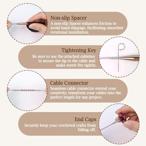 Yarniss Bamboo Circular Knitting Needle with Flexible Cable 3.5mm~10.0mm