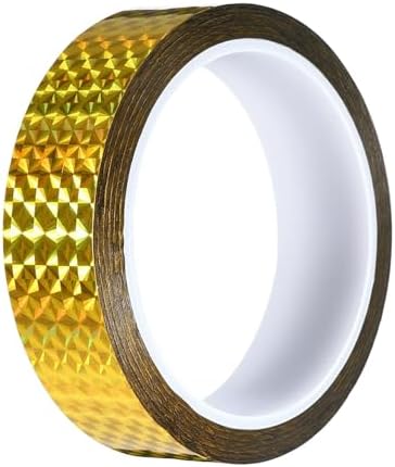 Self-Adhesive Holographic Reflective Tape Prism Tape Holographic Reflective Tape for Keep Birds Away, Craft Projects, DIY Art, Home, Daily Use (Gold, 1 Inch x 55 Yard)