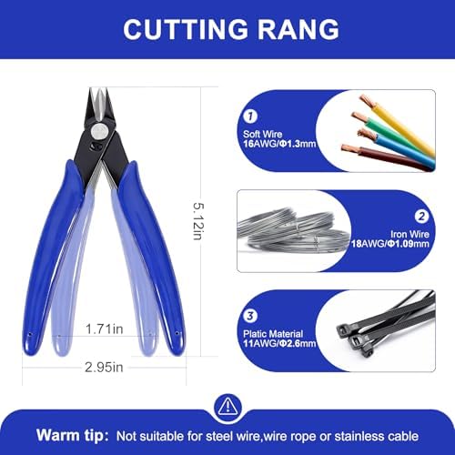 2 Pack Wire Cutters Set, 6"+5" Flush Cutters, Side Cutting Pliers